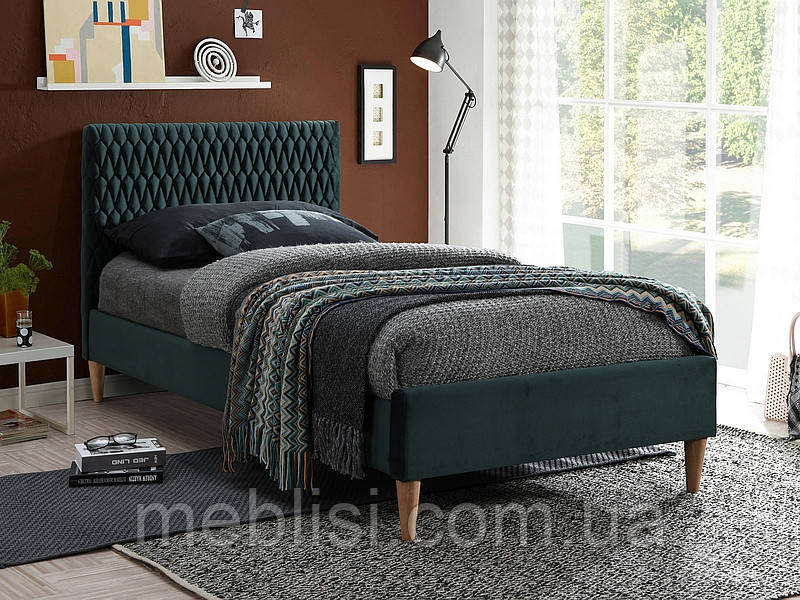 Односпальне зелена ліжко AZURRO VELVET 90 (Signal)