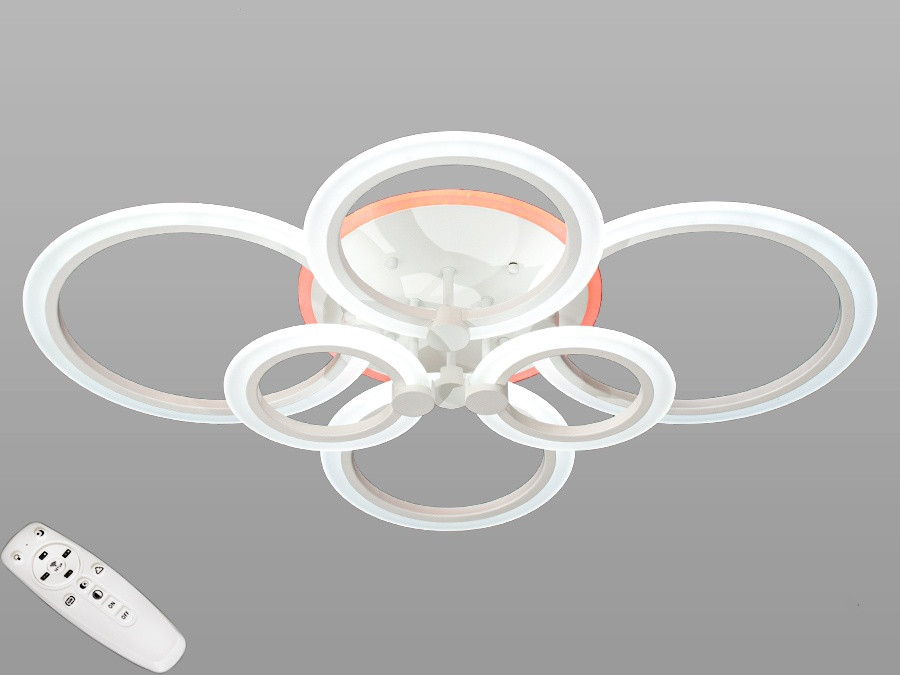 Світлодіодна сучасна люстра A8022/6WH LED 3color dimmer, фото 1