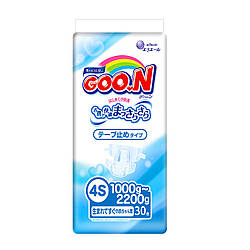 Підгузники GOO.N для маловісних немовлят 1,0 - 2,2 кг (р. SSSS, на липучках, унікс, 30 шт)