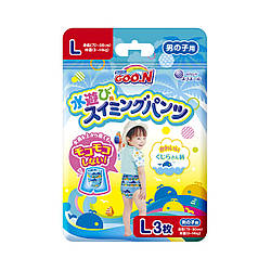 Трусики- підгузники для плавання GOO.N для хлопчиків 9-14 кілограм, зростання 70-90 см (розмір L, 3 шт)