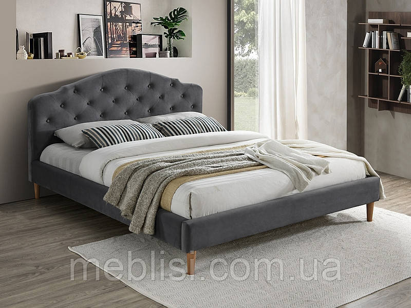 Двоспальне сіра ліжко CHLOE VELVET 160 (Signal)