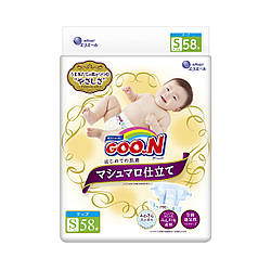 Підгузники GOO.N SUPER PREM MARSHMALLOW для дітей 4-8 кг (розмір S, на липучках, унісекс, 58 шт)