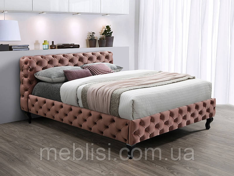 Двоспальне рожеве ліжко HERRERA VELVET 160 (Signal)