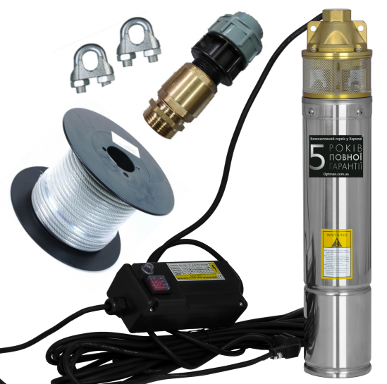 Заглибний глибинний насос для свердловин відцентровий WISLA 4SKM-100 — 0,75 кВт C КЛАПАНОМ 5 ЛІТ ГАРАНТІЇ (термін), фото 1