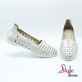 Балетки літні з оригінальною перфорацією бежевого кольору "Style Shoes"