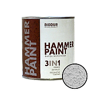 Молотковая эмаль 3 в 1 Biodur Hammer Paint №106 серебристо-серый 0.7л