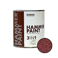 Молотковая эмаль 3 в 1 Biodur Hammer Paint №118 оксидно-красный 0.7л