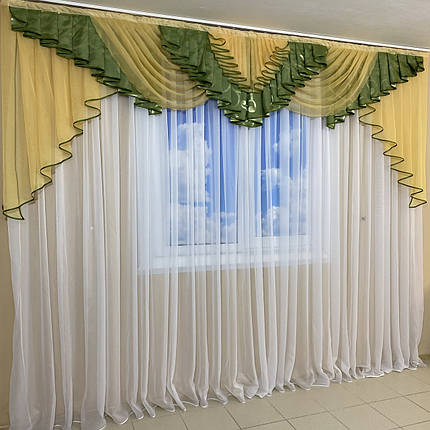 Шикарний ламбрекен в зал, спальню, вітальню №447 зелений, фото 2