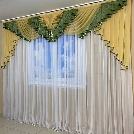 Шикарний ламбрекен в зал, спальню, вітальню №447 зелений, фото 3