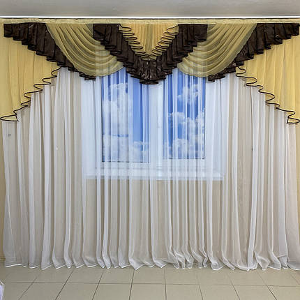 Шикарний ламбрекен в зал, спальню, вітальню №447 шоколад, фото 1