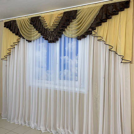 Шикарний ламбрекен в зал, спальню, вітальню №447 шоколад, фото 2