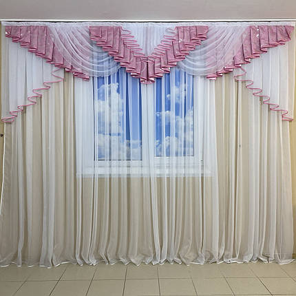 Шикарний ламбрекен в зал, спальню, вітальню №447 рожевий, фото 1