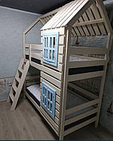 Кровать двухъярусная деревянная трансформер Строитель-плюс