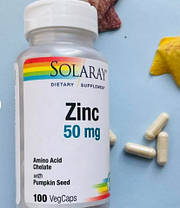 Цинк Solaray Zinc 50 mg (100 veg caps), фото 5