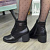 Жіночі стильні шкіряні черевики на стійкому каблуці, фото 3
