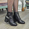 Жіночі стильні шкіряні черевики на стійкому каблуці, фото 5