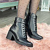 Жіночі стильні шкіряні черевики на стійкому каблуці, фото 6