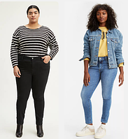 Синие джинсы скинни с высокой посадкой LEVIS 721 hight rise skinny серия плюс W34 большой размер