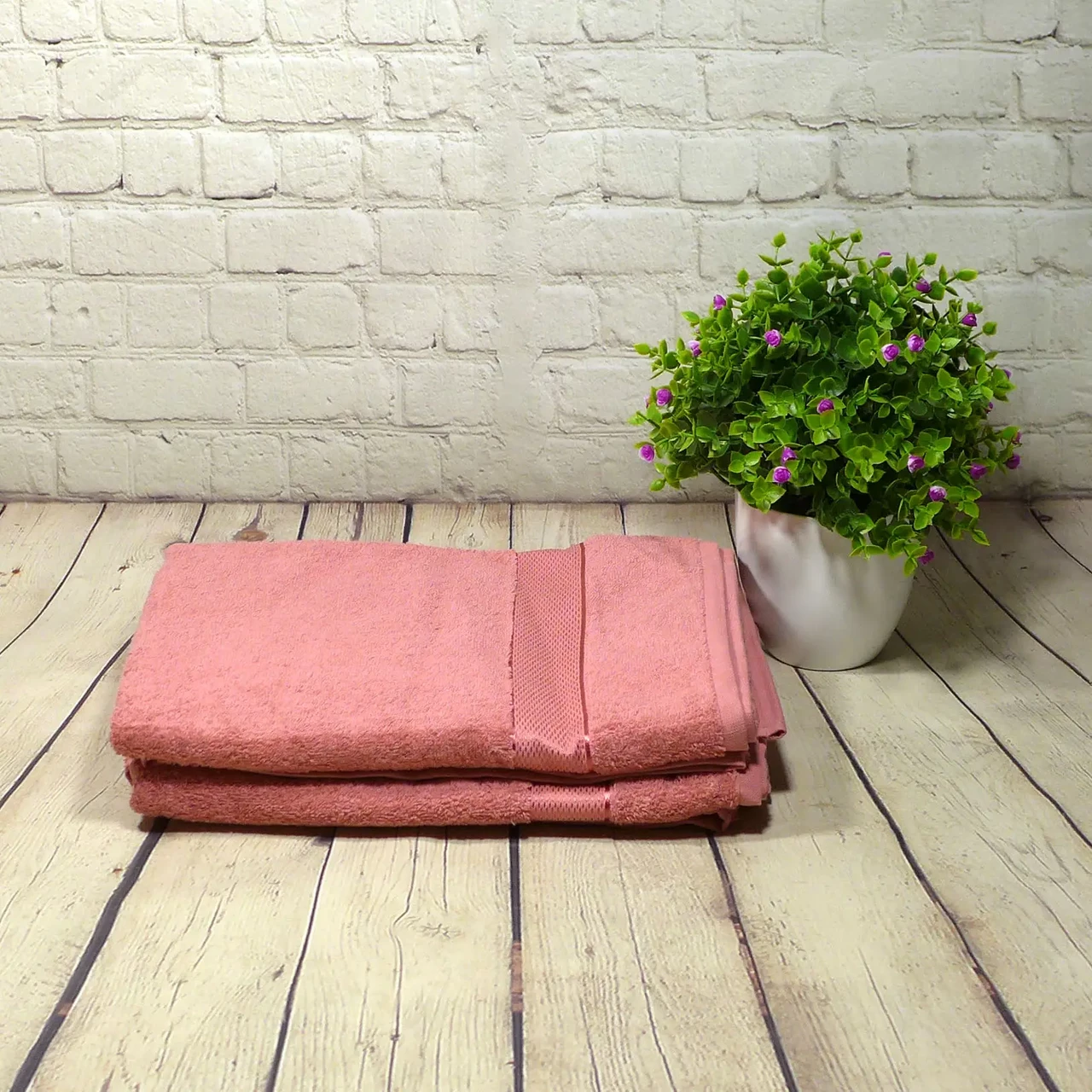 Рушник Узбекистан лицьове махровий 50x90 см Кораловий, фото 1