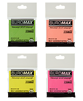 $Блок паперу для записів NEON з клейким шаром JOBMAX 76х76 мм 80 л 4 цвассорти