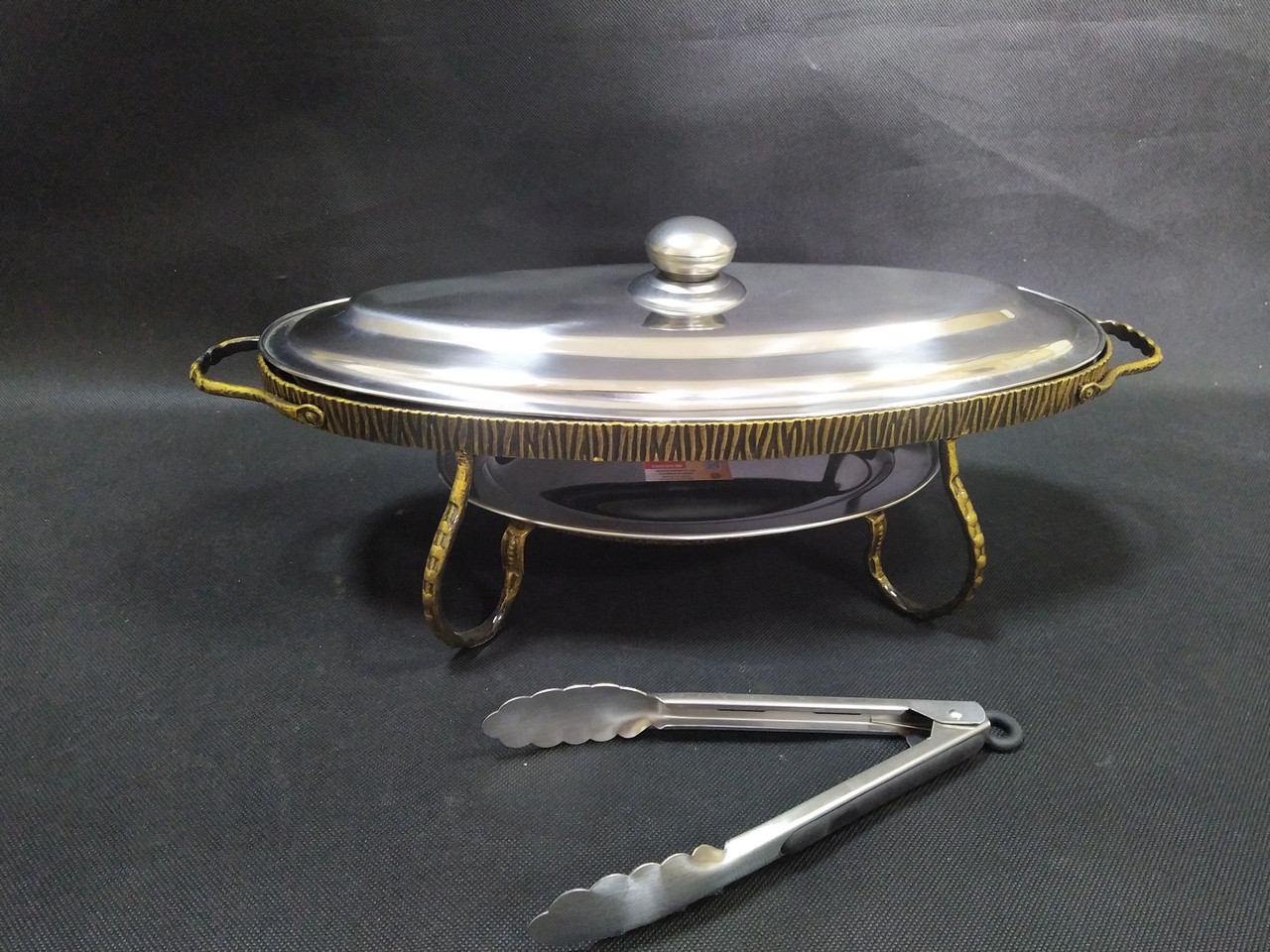 Садж для шашлыка и рыбы с крышкой золото+ щипцы в подарок (ID ...