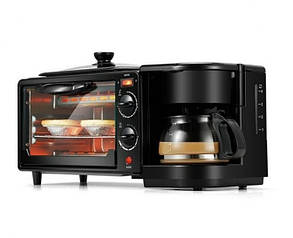 Електрична міні піч Sokany SK-145 (кавоварка, духовка, гриль) 7л 3 в 1 Чорний