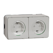 Блок із двох розеток із заземленням та шторками IP55 білий для поверхневого монтажу Mureva Styl Schneider Electric MUR39035