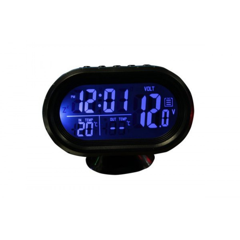 Годинники термометр вольтметр автомобільні VST 7009V Blue S