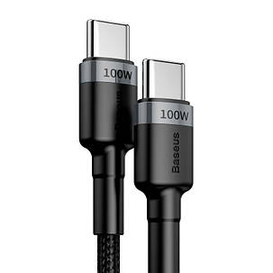Кабель Baseus Cafule Cable Type-C to Type-C 100W 2m CATKLF-ALG1 Black-Grey, фото 2