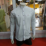 Сорочка FlyBoys чоловіча стрейч стійка довгий рукав M біла, фото 2