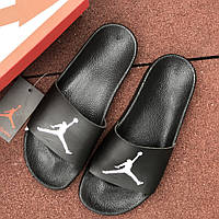 Мужские шлепанцы Nike Air Jordan модные тапочки Найк Джордан черные белые 40 Размер 40-25 см