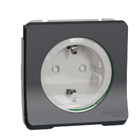 Механізм розетки із заземленням та шторками IP55 чорний Mureva Styl Schneider Electric MUR36134, фото 1