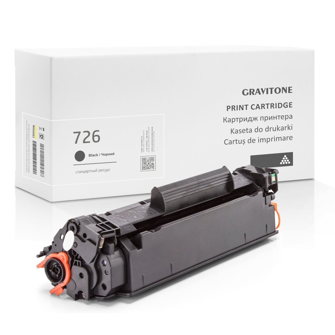 Сумісний Картридж Canon 726 (3483B002) Black, 2.100 стор., аналог від Gravitone (GTC-CRG-726-BK)