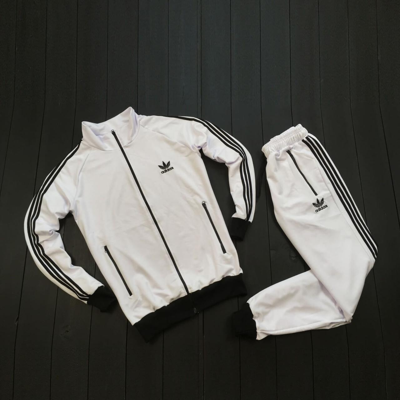 Мужской спортивный костюм Adidas 90-х белого цвета (Спортивный костюм Адидас белый) купить в интернет-магазине