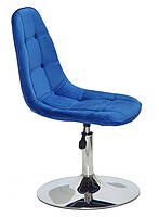 Стілець Alex CH — Base велюр синій із регулюванням висоти 42 — 57 см на металевому млинці, без підніжки, фото 4