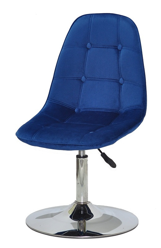 Стілець Alex CH — Base велюр синій із регулюванням висоти 42 — 57 см на металевому млинці, без підніжки, фото 1