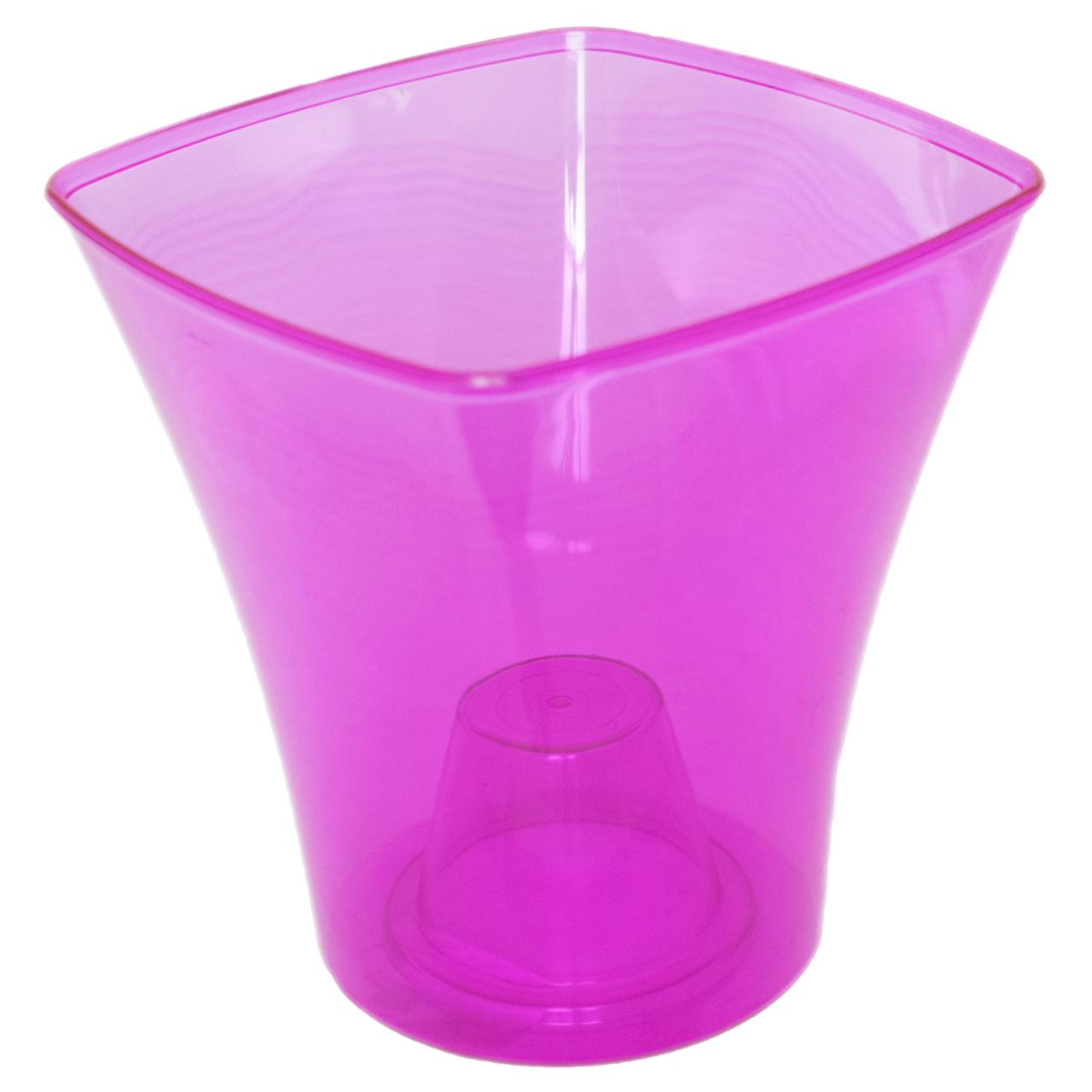 Кашпо для орхідей Квадро 14,5х15 см 1,5 л малиновий Еталон, фото 1