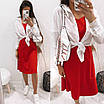 Женское платье ниже колен на тонких бретелях с укороченной рубашкой из шифона, фото 3