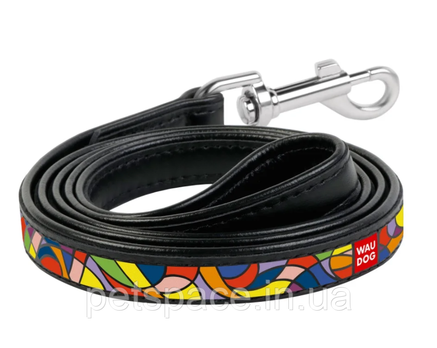 Поводок Collar WauDog Design (чорний, вітраж, 12мм/122см)