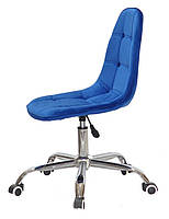 Стілець Alex Office синій велюр В-6 на коліщатках із регулюванням висоти, дизайн Charles Eames, фото 4