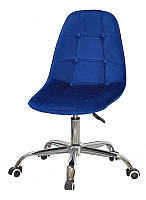 Стул Alex Office синий велюр В-6 на колесиках с регулировкой высоты, дизайн Charles Eames