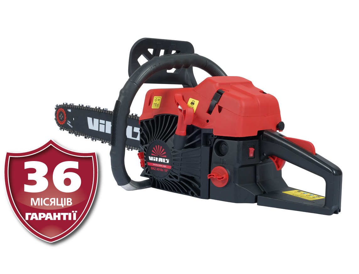 Бензопилка 15 дюймів, 2,3 л. с. Латвія Vitals BKZ 4518n 15“ Kit (1 шина 2 ланцюга)