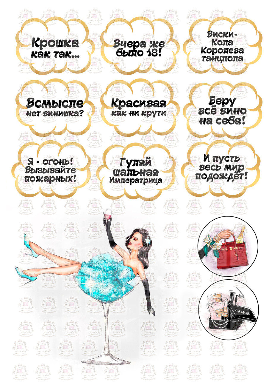 Вафельна картинка З днем народження на капкейки