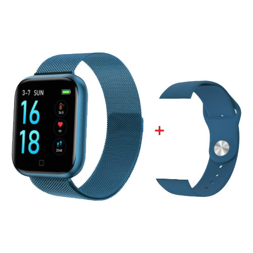 Смарт годинник Smart Watch T80S 2 браслета сині ( код: IBW727Z )