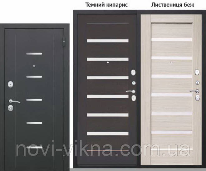 Входная дверь 90 мм Феррара муар Лиственница беж. Царга, 960х2050 мм открывание левое.