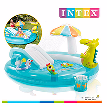 Водний надувний ігровий центр Intex 57165 201х170х84см дитячий басейн алігатор з розпилювачем і гіркою ПВХ, фото 4