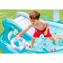 Водний надувний ігровий центр Intex 57165 201х170х84см дитячий басейн алігатор з розпилювачем і гіркою ПВХ, фото 5