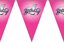 Паперова гірлянда рожевий принт "Happy Birthday" 2м