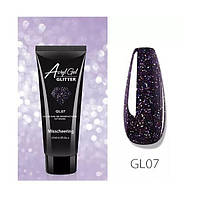 AcrylGel Glitter GL07 Полигель черный с шиммером 15 мл