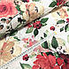 Тканина Польська бавовняна, квіти великі пудрово-бежеві акварель на білому (0322), фото 2